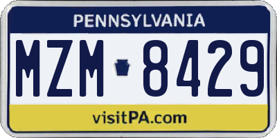 PA license plate MZM8429
