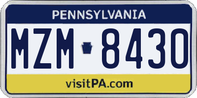 PA license plate MZM8430