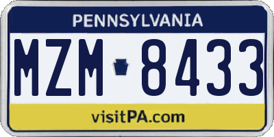 PA license plate MZM8433