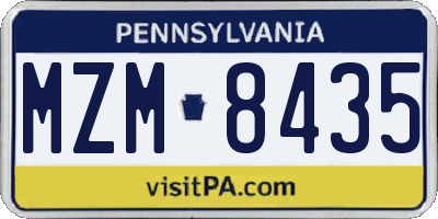 PA license plate MZM8435