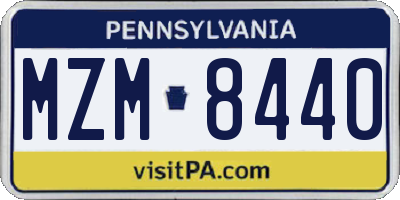 PA license plate MZM8440