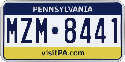 PA license plate MZM8441