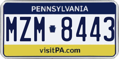 PA license plate MZM8443