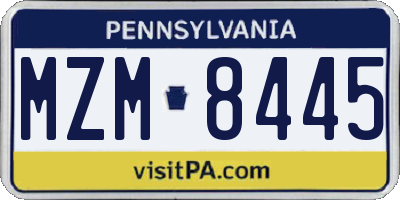 PA license plate MZM8445