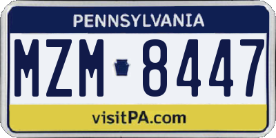 PA license plate MZM8447