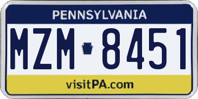 PA license plate MZM8451