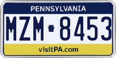 PA license plate MZM8453
