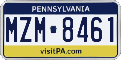 PA license plate MZM8461