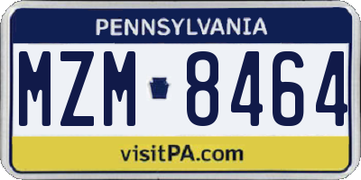 PA license plate MZM8464