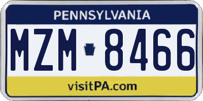PA license plate MZM8466