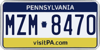PA license plate MZM8470