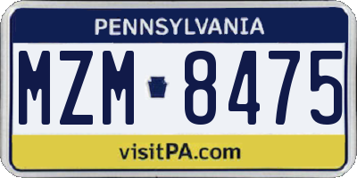 PA license plate MZM8475