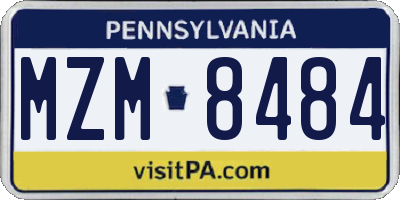 PA license plate MZM8484