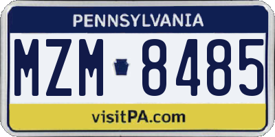 PA license plate MZM8485