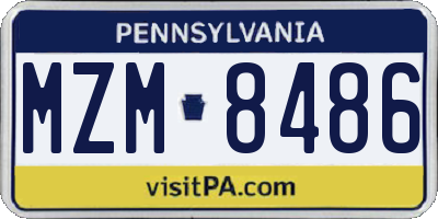 PA license plate MZM8486