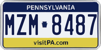 PA license plate MZM8487