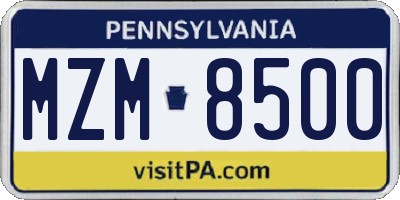 PA license plate MZM8500