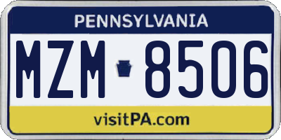 PA license plate MZM8506