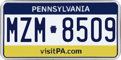 PA license plate MZM8509