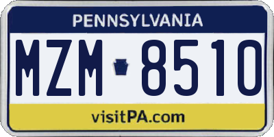 PA license plate MZM8510