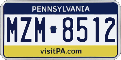 PA license plate MZM8512