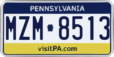 PA license plate MZM8513