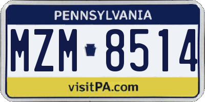 PA license plate MZM8514