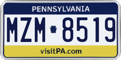 PA license plate MZM8519