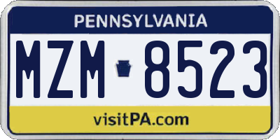 PA license plate MZM8523