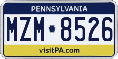 PA license plate MZM8526