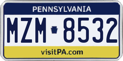 PA license plate MZM8532
