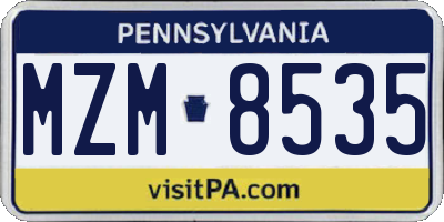 PA license plate MZM8535