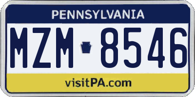 PA license plate MZM8546