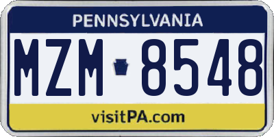 PA license plate MZM8548
