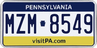 PA license plate MZM8549