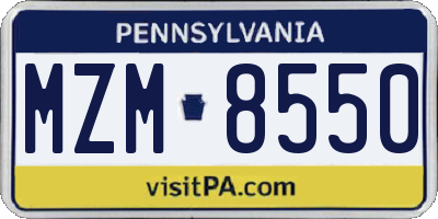 PA license plate MZM8550