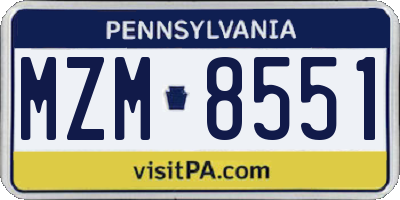 PA license plate MZM8551