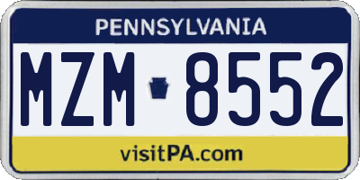 PA license plate MZM8552