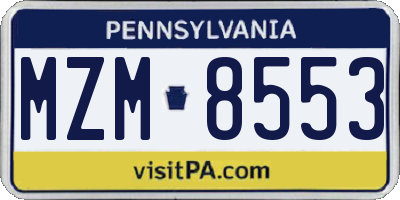 PA license plate MZM8553