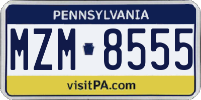 PA license plate MZM8555