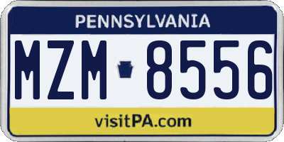 PA license plate MZM8556