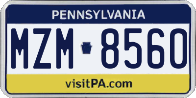 PA license plate MZM8560