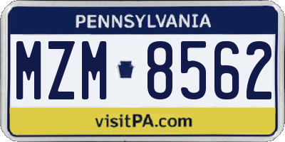 PA license plate MZM8562