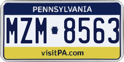 PA license plate MZM8563