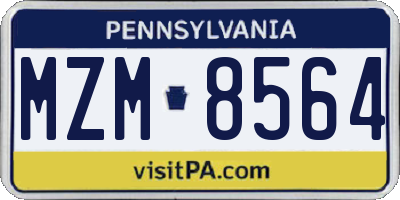 PA license plate MZM8564