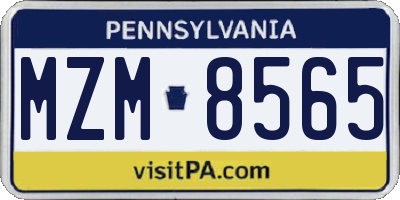 PA license plate MZM8565