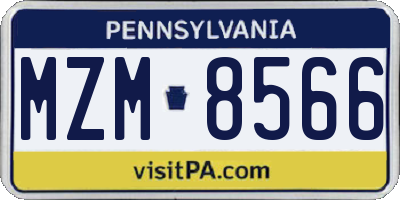PA license plate MZM8566