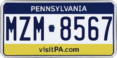 PA license plate MZM8567
