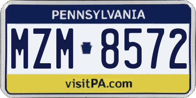 PA license plate MZM8572
