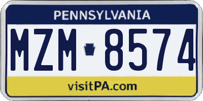 PA license plate MZM8574